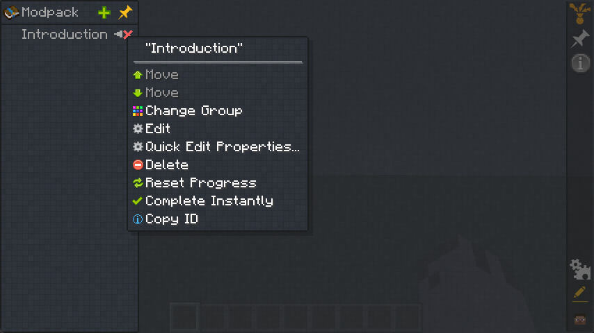 Chapter options menu