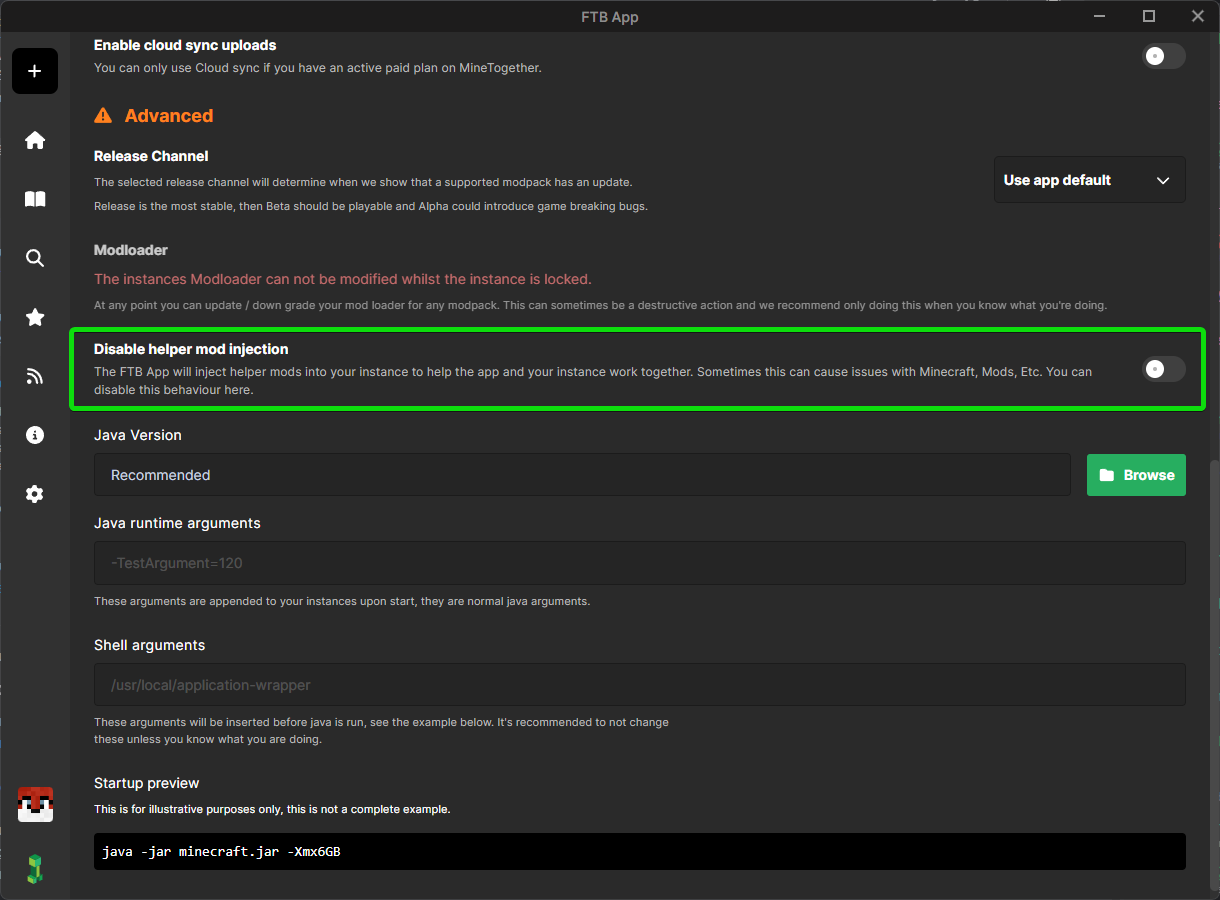 Advanced Instance Settings