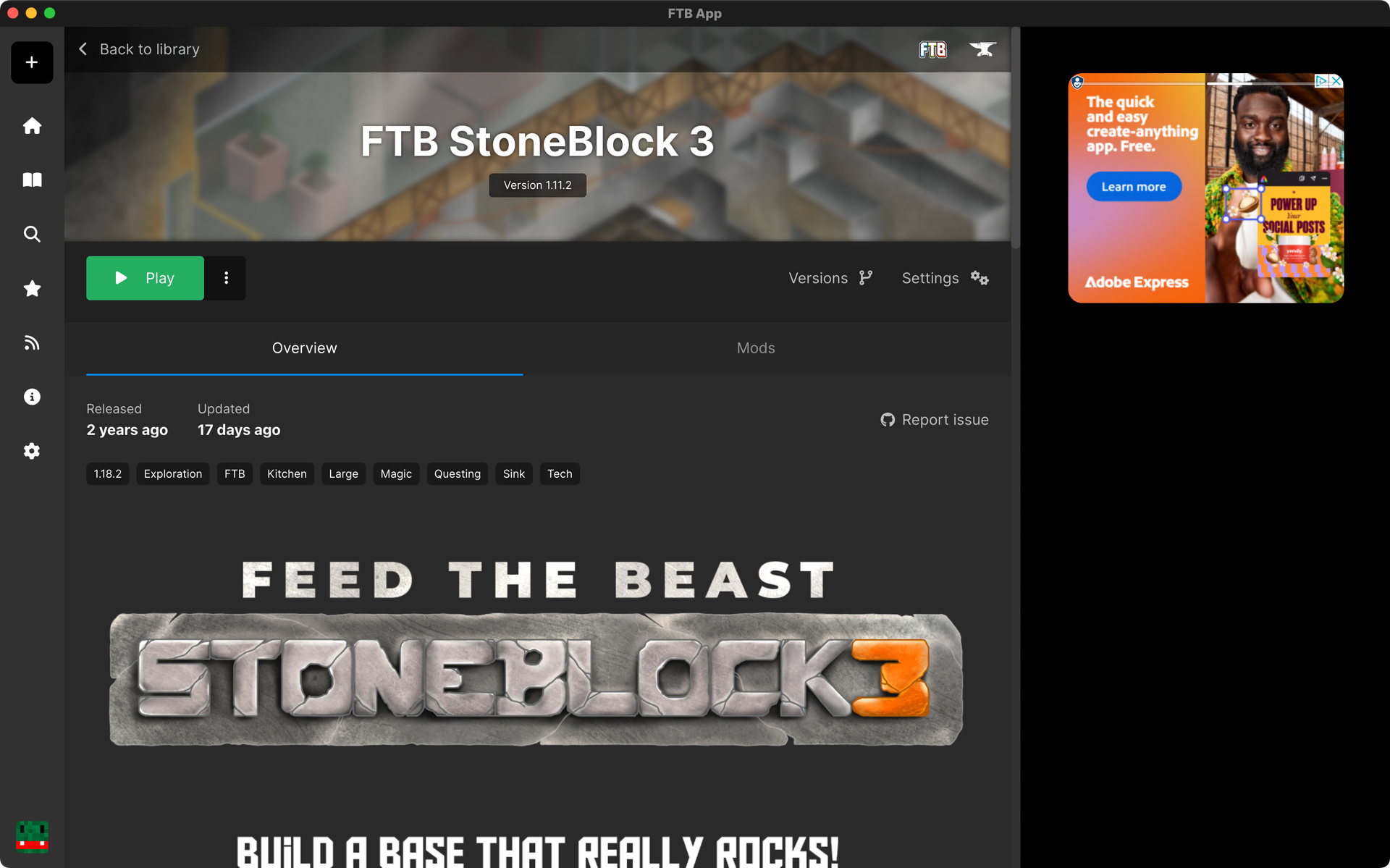 The FTB App&#39;s Instance page