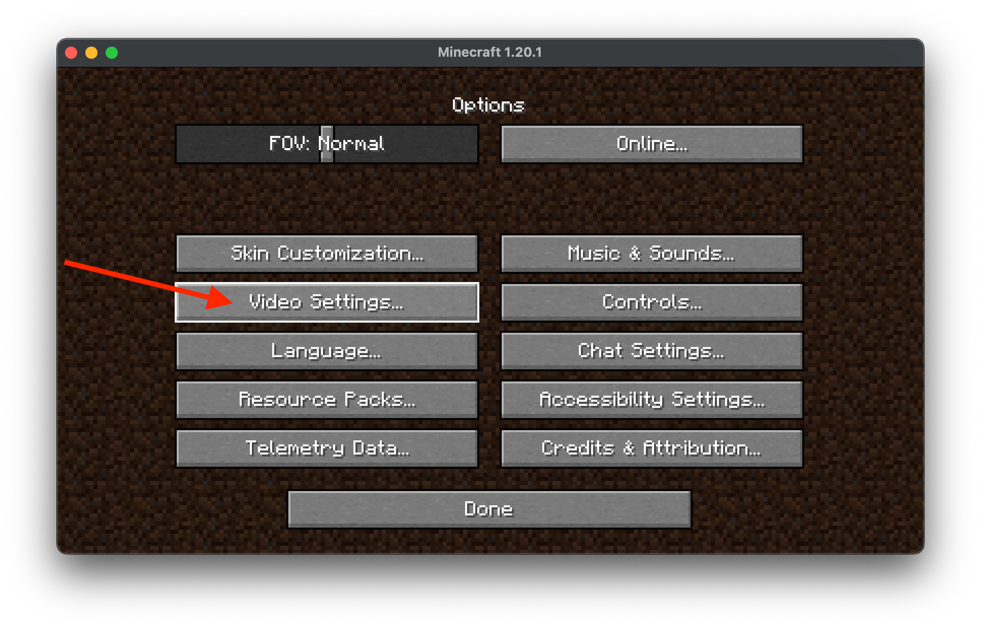 Minecraft Video Settings Button